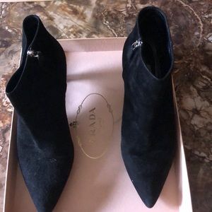 PRADA suede pointed-toe booties